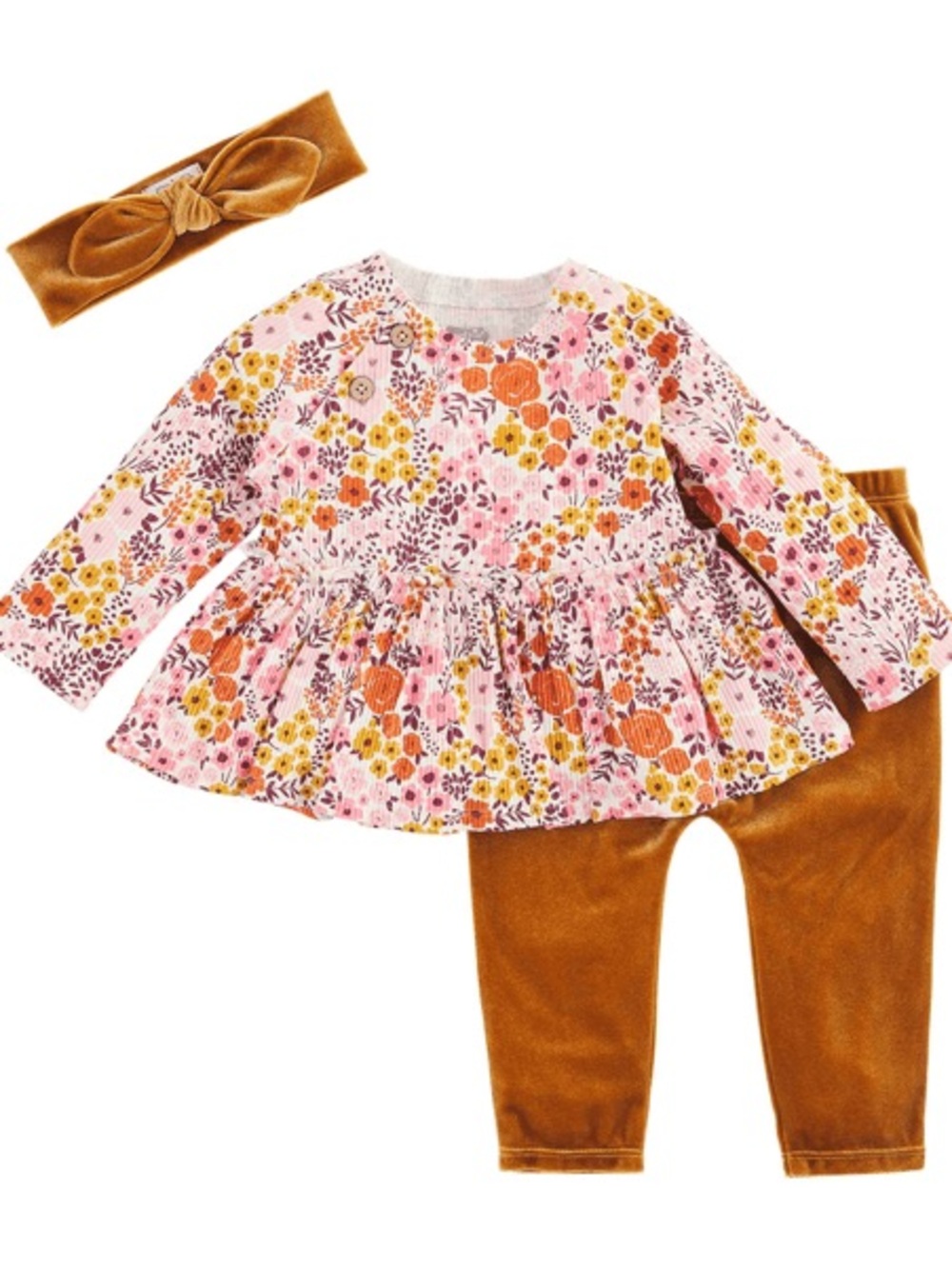 Mud Pie FALL FLORAL BABY OUTFIT SET